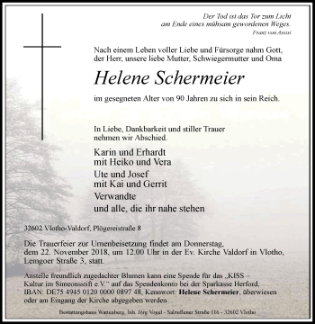 Traueranzeige von Helene Schermeier von Westfalen-Blatt