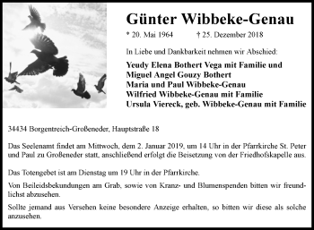 Traueranzeige von Günter Wibbeke-Genau von Westfalen-Blatt