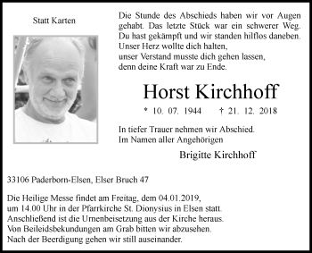 Traueranzeige von Horst Kirchhoff von Westfalen-Blatt