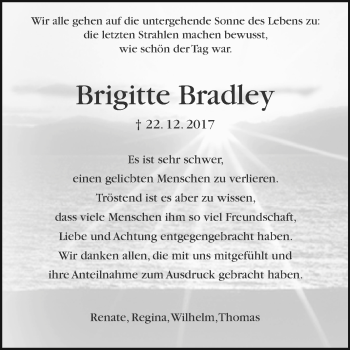 Traueranzeige von Brigitte Bradley von Westfalen-Blatt