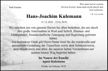 Traueranzeige von Hans-Joachim Kulemann von Westfalen-Blatt