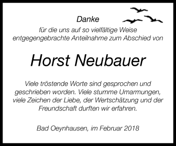 Traueranzeige von Horst Neubauer von Westfalen-Blatt