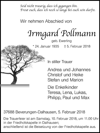 Traueranzeige von Irmgard Pollmann von Westfalen-Blatt