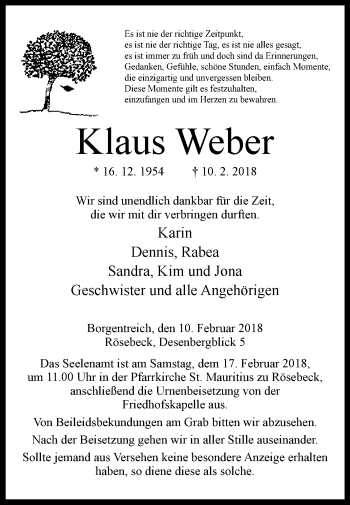 Traueranzeige von Klaus Weber von Westfalen-Blatt