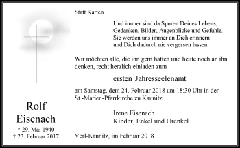 Traueranzeige von Rolf Eisenach von Westfalen-Blatt