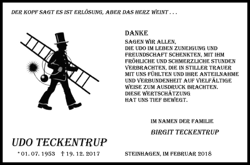  Traueranzeige für Udo Teckentrup vom 03.02.2018 aus Westfalen-Blatt