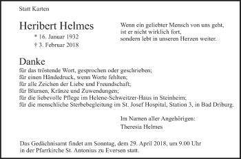 Traueranzeige von Heribert Helmes von Westfalen-Blatt