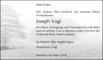 Traueranzeige von Joseph Vogt von Westfalen-Blatt