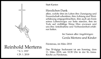 Traueranzeige von Reinhold Mertens von Westfalen-Blatt