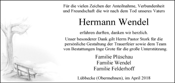 Traueranzeige von Hermann Wendel von Westfalen-Blatt