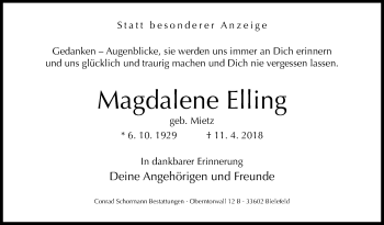Traueranzeige von Magdalene Elling von Westfalen-Blatt