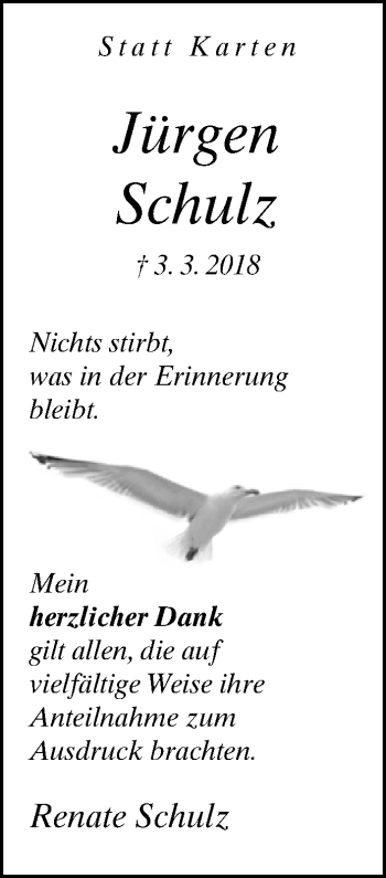 Traueranzeige von Jürgen Schulz von Westfalen-Blatt