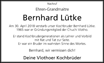 Traueranzeige von Bernhard Lütke von Westfalen-Blatt