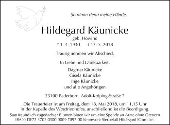 Traueranzeige von Hildegard Käunicke von Westfalen-Blatt
