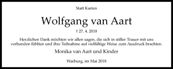 Traueranzeige von Wolfgang van Aart von Westfalen-Blatt