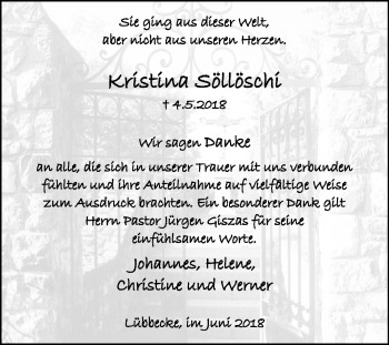 Traueranzeige von Kristina Söllöschi von Westfalen-Blatt