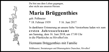 Traueranzeige von Maria Brüggenthies von Westfalen-Blatt