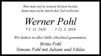 Traueranzeige von Werner Pohl von Westfalen-Blatt