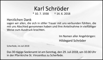 Traueranzeige von Karl Schröder von Westfalen-Blatt