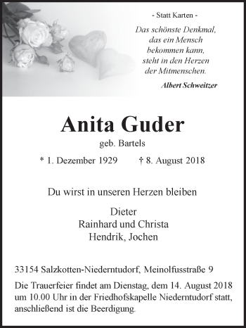 Traueranzeige von Anita Guder von Westfalen-Blatt