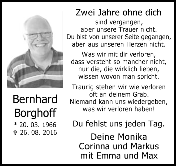 Traueranzeige von Bernhard Borghoff von Westfalen-Blatt
