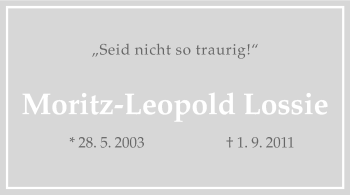 Traueranzeige von Moritz-Leopold Lossie von Westfalen-Blatt