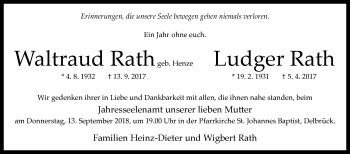 Traueranzeige von Waltraud und Ludger Rath von Westfalen-Blatt