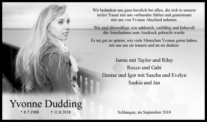  Traueranzeige für Yvonne Dudding vom 15.09.2018 aus Westfalen-Blatt