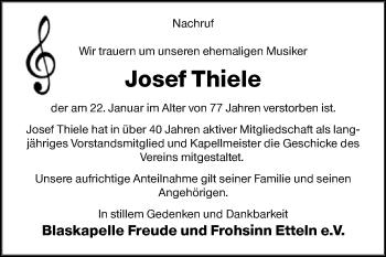 Traueranzeige von Josef Thiele von Westfalen-Blatt