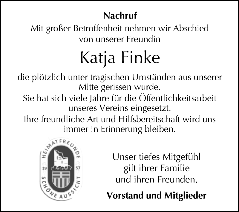  Traueranzeige für Katja Finke vom 26.01.2019 aus Westfalen-Blatt