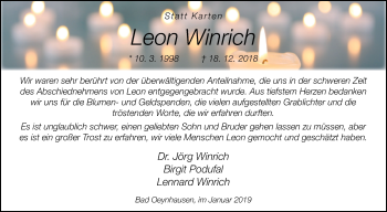 Traueranzeige von Leon Winrich von Westfalen-Blatt