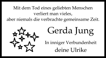 Traueranzeige von Gerda Jung von Westfalen-Blatt