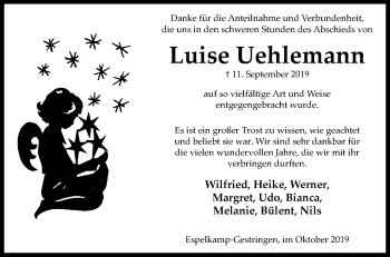 Traueranzeige von Luise Uehlemann von Westfalen-Blatt