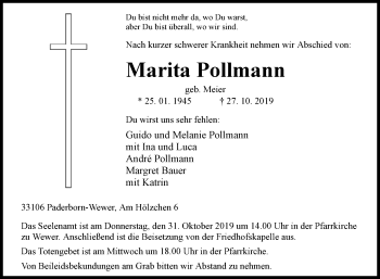 Traueranzeige von Marita Pollmann von Westfalen-Blatt