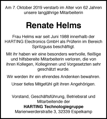 Traueranzeige von Renate Helms von Westfalen-Blatt