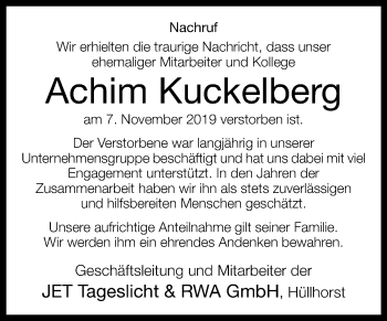 Traueranzeige von Achim Kuckelberg von Westfalen-Blatt