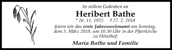 Traueranzeige von Heribert Bathe von Westfalen-Blatt