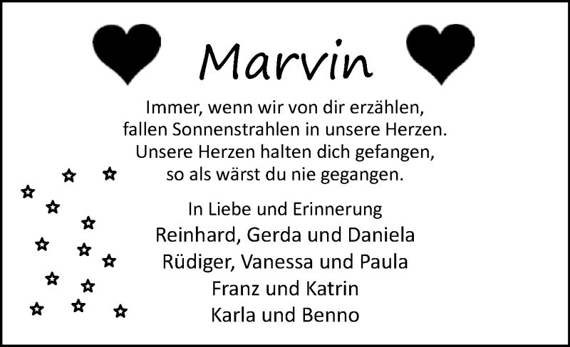  Traueranzeige für Marvin Meier vom 08.02.2019 aus Westfalen-Blatt
