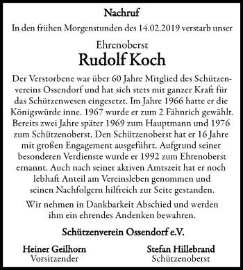 Traueranzeige von Rudolf Koch von Westfalen-Blatt