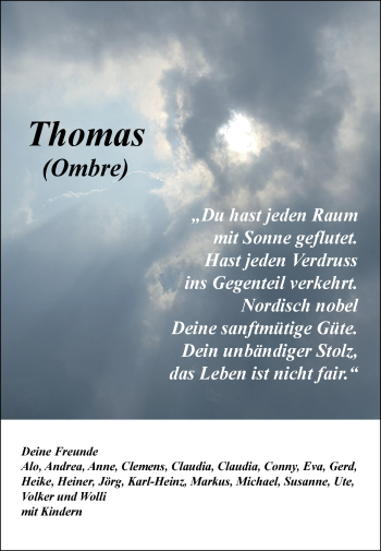 Traueranzeige von Thomas  von Westfalen-Blatt