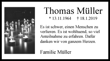 Traueranzeige von Thomas Müller von Westfalen-Blatt
