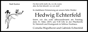 Traueranzeige von Hedwig Echterfeld von Westfalen-Blatt