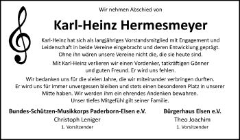 Traueranzeige von Karl-Heinz Hermesmeyer von Westfalen-Blatt