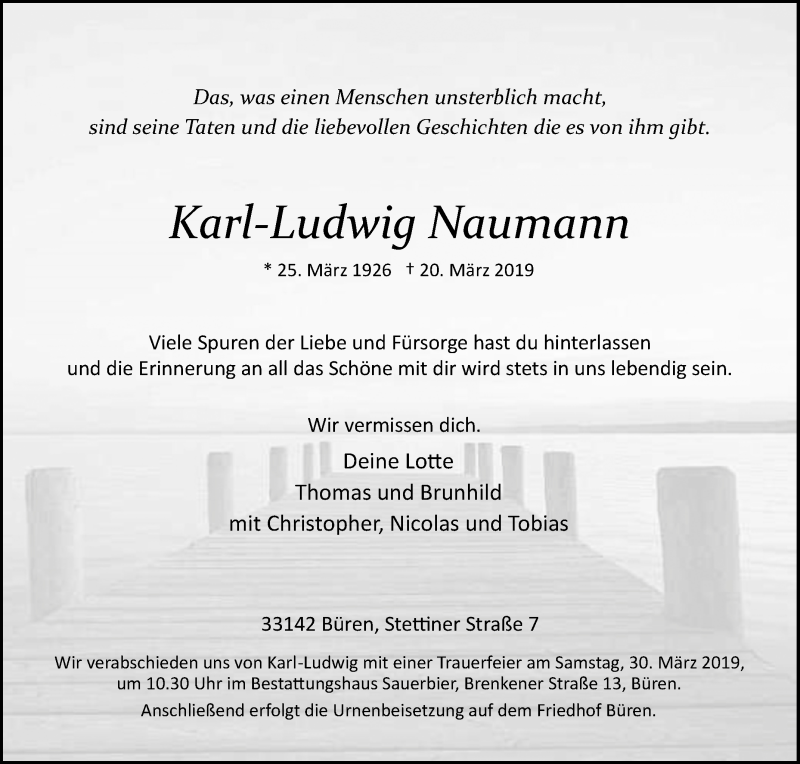 Traueranzeigen von KarlLudwig Naumann www.westfalenblatt.de