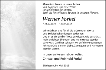 Traueranzeige von Werner Forkel von Westfalen-Blatt