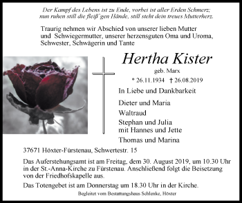Traueranzeige von Hertha Kister von Westfalen-Blatt