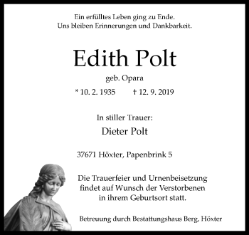 Traueranzeige von Edith Polt von Westfalen-Blatt
