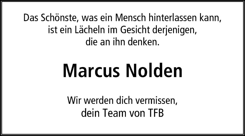  Traueranzeige für Marcus Nolden vom 05.09.2019 aus Westfalen-Blatt