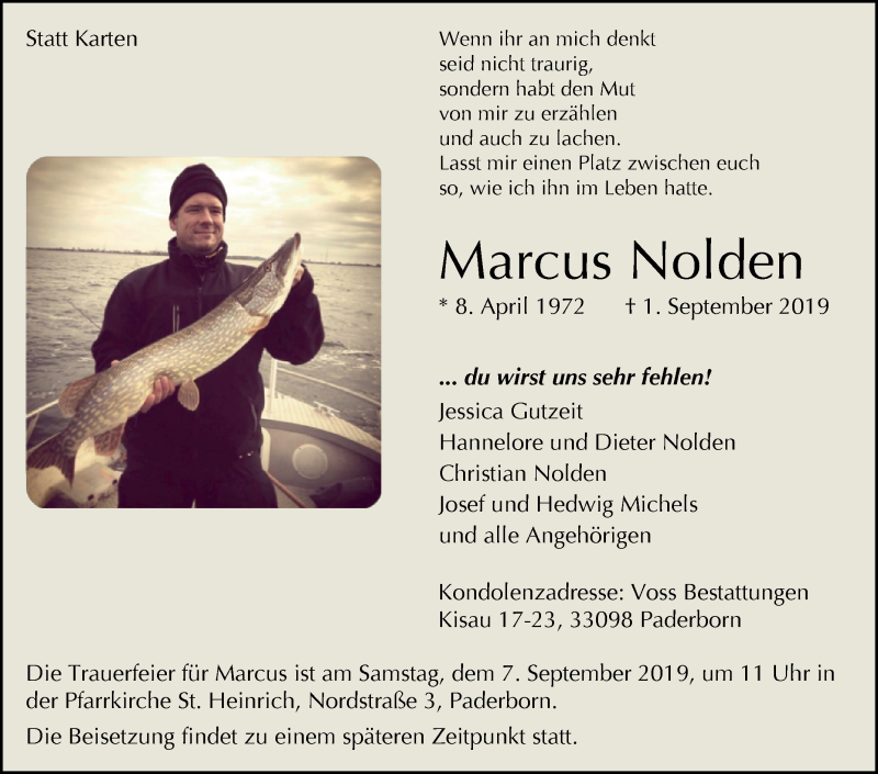  Traueranzeige für Marcus Nolden vom 04.09.2019 aus Westfalen-Blatt