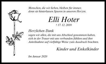 Traueranzeige von Elli Hoter von Westfalen-Blatt